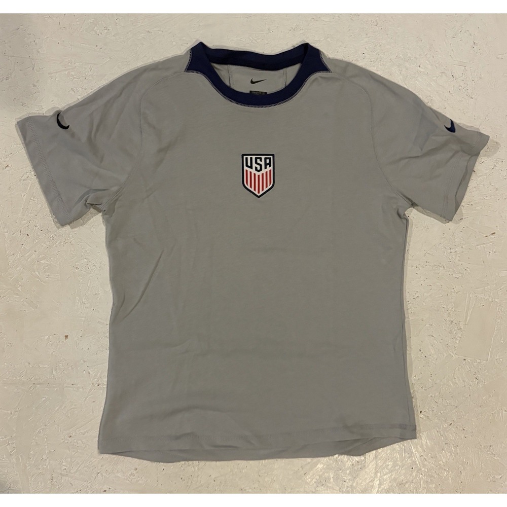 Nike Team USA Soccer Womens S Travel Raglan T-Shirt Gray World Cup DH5031-050